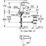 Grohe enoročna armatura za umivalnik eurosmart silkmove es z zgornjim delom sifona (32926002) | Shoptok.si