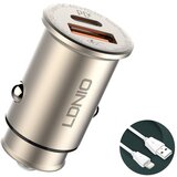 Auto punjač LDNIO C506Q PD, QC4+, 30W gold USB Lightning