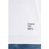 Trendyol White Oversize/Wide Cut Hooded Labeled Fleece/Warm Sweatshirt | Eponuda.ba
