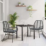 vidaXL 3-delni vrtni jedilni set z blazinami Črn Poli ratan | Shoptok.si