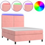  The Living Store Box spring postelja z vzmetnico LED roza 140x190 cm žamet - Box Spring Postelja, (21445930) | Shoptok.si