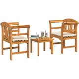  Set za odmaranje u vrtu s jastukom 3 pcs Čvrsto drvo akacije | shoptok.hr