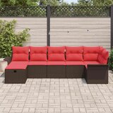  Vrtna sedežna garnitura z blazino 7 pcs Rjava Poly ratan, (5000022107) | Shoptok.si