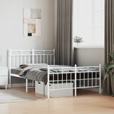 Maison Chic Kovinski Posteljni okvir - Dvoposteljna postelja - Zakonska postelja z vzglavjem in vznožjem bel 120x190 cm, (21696401) | Shoptok.si