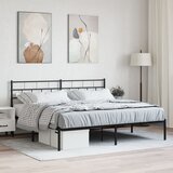 vidaXL Kovinski posteljni okvir z vzglavjem črn 180x200 cm Cene