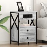 vidaXL Nočna omarica 2 pcs Siva sonoma 40 x 31 x 60 cm Konstruiran les | Shoptok.si