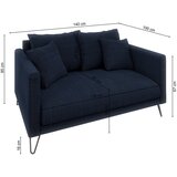 Ropez Tamno plava sofa od šenila 140 cm Freya – | shoptok.hr