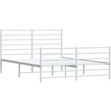 vidaXL Kovinski posteljni okvir z vzglavjem in vznožjem bel 120x200 cm | Shoptok.si