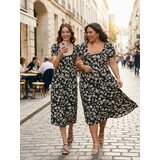 Sinsay Pamučna midi haljina s puf rukavima s cvjetnim uzorkom | shoptok.hr