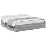 vidaXL Posteljni okvir s predali siva sonoma 200x200 cm inženirski les Cene