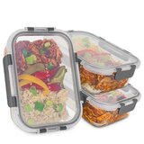 Klarstein Glaswerk Jardine, posoda za živila, set 3 kosov, 1 predal, 1040 ml, borosilikatno steklo, pokrov | Shoptok.si