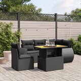 vidaXL 6-dijelni set vrtnih sofa s jastucima crni od poliratana | shoptok.hr