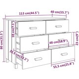  Komoda HAMAR svjetlosiva 113 x 40 x 80 cm od masivne borovine | shoptok.hr