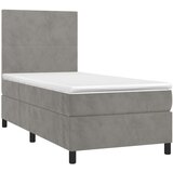 Box spring postelja z vzmetnico svetlo siva 90x200 cm žamet, (20790113) | Shoptok.si