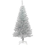 vidaXL Božično drevo med 150 LED z stojalom srebrna 150 cm PET | Shoptok.si