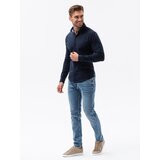 Ombre Men's knitted SLIM FIT long sleeve shirt - navy blue | Eponuda.ba