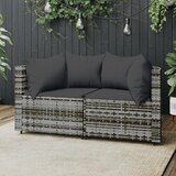 Maison Chic Vrtni kotni kavč - Zunanji kavči z blazinami 2 kosa siv poli ratan, (22040701) | Shoptok.si