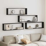 vidaXL Stenske police za kocke 4 kosi Črni hrast 100x15x30 cm | Shoptok.si