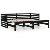  Izvlečna dnevna postelja črna 2x(80x200) cm trdna borovina, (20645819) | Shoptok.si
