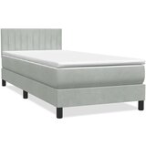 vidaXL Box spring postelja z vzmetnico svetlo siv 90x220 cm žamet | Shoptok.si