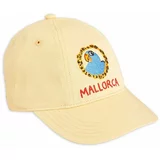 Mini Rodini Otroška bombažna bejzbolska kapa Parrot rumena barva