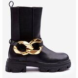 Boto Fashionable Leather Boots Ankle Boots with Chain Black Kambiz | shoptok.hr