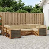  Set vanjskih sofa 6 kom. Prirodna i bež Čvrsto drvo akacije | shoptok.hr