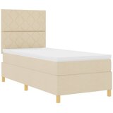  LED Box Spring Krevet s uzglavljem Krema 90 x 190 cm tkanina | shoptok.hr