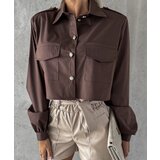 Beloved Janna crop srajca chocolate Cene