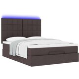  Otomanska postelja z vzmetnico & LEDs rjav 140x190 cm blago, (22053413) | Shoptok.si