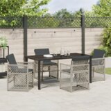 vidaXL 5-dijelni set za obedovanje u vrtu s jastučićima svjetlosiv poli ratan | shoptok.hr