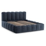 Micadoni Tamno plavi tapecirani bračni krevet s prostorom za odlaganje s podnicom 140x200 cm Lupine – | shoptok.hr