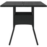  Vrtni stol sa staklenom pločom crni 80x80x75 cm od poliratana | shoptok.hr