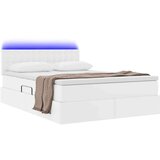  Krevet S LED lampica s uzglavljem Čista bijela 140 x 200 cm PVC | shoptok.hr