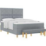 vidaXL Vzmetna postelja z vzmetnico in klopjo svetlo siva 140x200 cm tkanina, (22083152) | Shoptok.si