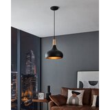 Eglo visilica Sabinar 900162, 1x E27, Ø28 cm, crna i drvo | shoptok.hr
