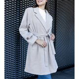 Gemre Elegant Beige Oversized Belted Coat Bahera | Shoptok.si