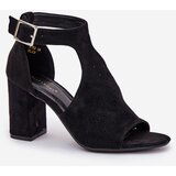 Boto Sandals With Perforated Design On Heel Eco Suede Black Helori | shoptok.hr