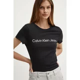 Calvin Klein Jeans Bombažna kratka majica ženska, črna barva, J20J220253