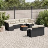  10-dijelni set vrtnih sofa s jastucima crni od poliratana | shoptok.hr