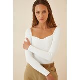  Women&#039;s White Heart Collar Corduroy Knitwear Sweater cijene