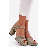 VINCEZA Ladies leather sandals on heel | shoptok.hr
