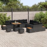 vidaXL 13 komadni vrtni sofa set s jastučićima crni poli ratan akacija | shoptok.hr