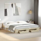 Maison Chic Posteljni okvir - Dvoposteljna postelja - Zakonska postelja s predali sonoma hrast 200x200cm inženirski les, (21694218) | Shoptok.si