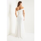 Lafaba Women's White One-Shoulder Stone Long Evening Dress | shoptok.hr