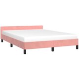  Posteljni okvir z vzglavjem roza 140x190 cm žamet | Shoptok.si