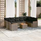  The Living Store Vrtna sedežna garnitura 10-delna z blazinami siv poli ratan - Vrtna Sedežna Garniture, (21477846) | Shoptok.si