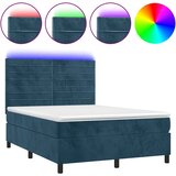  Krevet box spring s madracem LED tamnoplavi 140x200 cm baršun | shoptok.hr