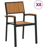 vidaXL Zložljivi vrtni stoli 8 kosov Črna jeklo in masivni akacija, (22087900) | Shoptok.si