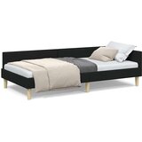 vidaXL Kutni okvir kreveta Crna 90 x 200 cm Tkanina i inženjerska drva | shoptok.hr